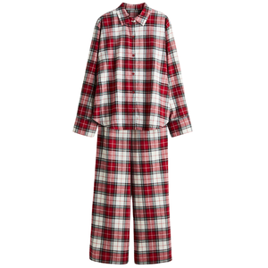Conjunto de Pijama Casual de Dos Piezas de Franela de Algodón para Mujer, para Todas las Temporadas, Ropa de Dormir ODM, Transpirable y de Secado Rápido - Product Image 1