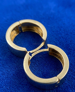 14K <b>Gold</b> Wide Huggie <b>Hoop</b> Earrings, Thick <b>Gold</b> Clicker <b>Hoops</b>, Minimalist Round Plain Huggies, Everyday <b>Chunky</b> <b>Gold</b> Jewelry, Gift - Product Image 4