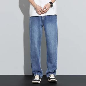 Nouveau Jean Homme Respirant à Boutons Uni 100% Coton Coupe Ample Droite Jambe Large Été Automne Hiver - Product Image 2