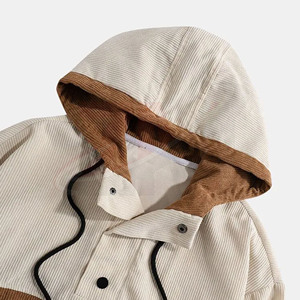 Sudadera con capucha de pana para hombre, estilo colorblock, casual, tipo anorak, ropa de calle, para otoño e invierno - Product Image 3