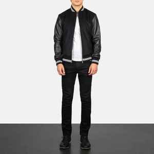 Custom OEM Men's Varsity Letterman <b>Jacket</b> High Quality Genuine <b>Leather</b> Breathable Quick Dry <b>Winter</b> Streetwear Beautiful Color - Product Image 2