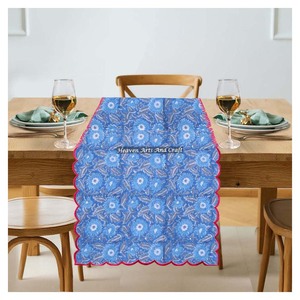 Floral Printed Cotton Woven Bohemian Style Customizable Edge <b>Table</b> <b>Runner</b> for <b>Wedding</b> & Party Use Made in Rajasthan - Product Image 2