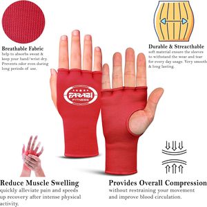 Gants de sport sans doigts Farabi Fitness rouges, respirants, pour entraînement et exercice, toutes saisons, gants intérieurs de boxe. - Product Image 2