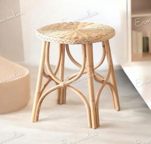 Eco-Friendly Modern Antique Style Bamboo Rattan Side <b>Stool</b> Natural Bone Inlay Console Hot Sale Apartment Use-for Balcony Bedside - Product Image 6