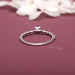 IGI Certified Princess Cut Diamond <b>Solitaire</b> Pavé Engagement <b>Ring</b> in Solid 925 Sterling <b>Silver</b> - Product Image 4
