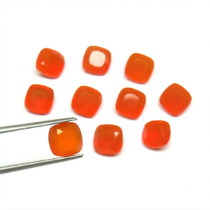 Carnelian naturel facetté de forme coussin, pierre précieuse en vrac pour la création de bijoux - Product Image 1