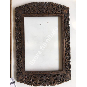 Luxury Handcrafted Solid Wood <b>Mirror</b> Frame Ornate Traditional Floral Vine Carving Dark Finish - Product Image 5