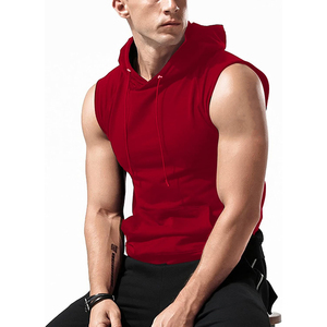 <b>Sleeveless</b> Solid Zipper Winter Workout Gym <b>Hoodie</b> for Men Athletic Bodybuilding Muscle Shirt - Product Image 4