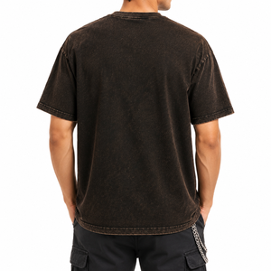 T-shirt personnalisé pour homme, vintage, délavé avec strass, manches courtes, 100 % coton, respirant, épais, vierge, OEM ODM - Product Image 3