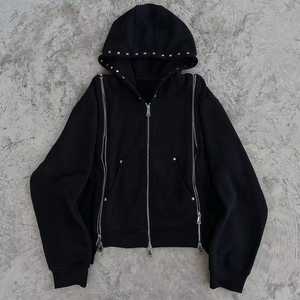 ชุดเซ็ตเสื้อฮู้ดดี้ประดับเพชรและกางเกงวอร์มขาบานสไตล์ฮิปฮอปสตรีทแวร์คุณภาพสูงสำหรับผู้ชาย แฟชั่นสองชิ้น - Product Image 6