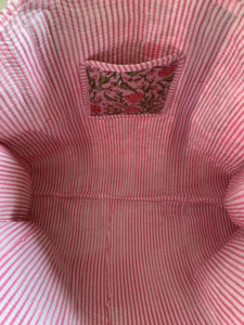 Sac fourre-tout rose à imprimé floral, sac de transport matelassé en coton style bohème, grand sac de marché et de courses en coton à motifs floraux pour grossistes - Product Image 4