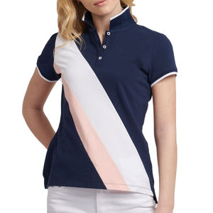 Camiseta negra con cuello polo para mujer con logotipo bordado, camiseta de algodón para mujer, camiseta polo para mujer. - Product Image 1