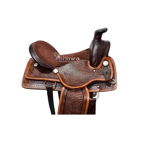 อานม้าหนังสีน้ำตาลแบบตะวันตก ยี่ห้อ Wade Tree รุ่น Horse Saddle Basket wave  ตกแต่งด้วยหนังกลับแบบ Hand Tooled ขนาด 10 ถึง 18 นิ้ว ยี่ห้อ ASHMIRA EQUESTRIAN - Product Image 3
