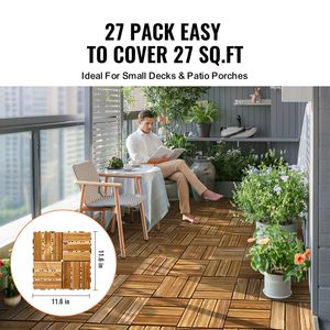 Piastrelle per Pavimenti da Esterno in Legno Massello a Incastro Fai-da-Te 12x12 Pollici, Impermeabili, in Pino Canforato, Confezione da 27, per Tutte le Condizioni Atmosferiche - Product Image 2
