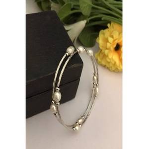 <b>Charming</b> Premium Quality Brass Real Pearls <b>Bracelet</b> with <b>Silver</b> Plating Trendy Design for Party Wedding Events Wear for Women - Product Image 1