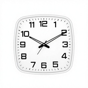 Large Display <b>Square</b> Wall Clock – Quartz Movement Non-Ticking <b>Battery</b> Operated Clock – Ivory & White Options - Product Image 1