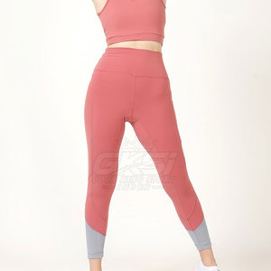 Leggings femme haut de gamme pour la course et la gym, coupe slim, logo personnalisé, taille haute, longueur intégrale, bleu uni, tricotés sans couture - Product Image 4