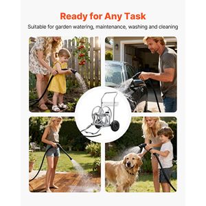 Carrello per Tubo da Giardino ad Alta Pressione 200/300ft, Tubo in PVC a Rete da 16mm Maniglia per carichi pesanti a due ruote - Product Image 6