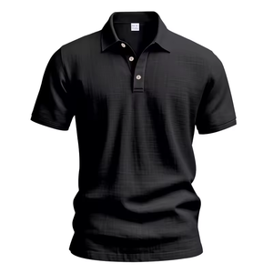 Camisa Polo de Lino para Hombre, 95% Lino, Manga Corta, Cierre de Botones, Transpirable, Corte Ajustado, Color Sólido, para Verano - Product Image 2