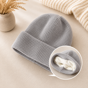 Winter <b>Wool</b> Knitted <b>Beanie</b> With Custom Soft Warm Fur Knit Plain <b>Beanies</b> for Women - Product Image 4