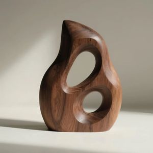 Sculpture de table en bois artisanale moderne, art abstrait, décoration pour salle à manger, salon, dessus de table - Product Image 4