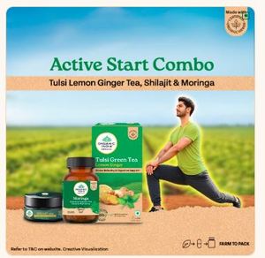 Combo Active Start Organic India : comprimés de vitamines avec thé au tulsi, citron et gingembre et moringa pour soutenir le système immunitaire - Product Image 1