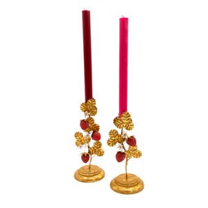 Support de bougie en fer durable en forme d'arbre à fraises avec feuilles vertes et base métallique, décoration pour la maison, mariage, fêtes, Pâques - Product Image 3