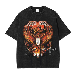 Custom OEM Oversized Streetwear Graphic <b>T</b> Shirt Japanese Anime Fish Design <b>Back</b> Print 100% Cotton Loose Fit Unisex Summer Casual - Product Image 5