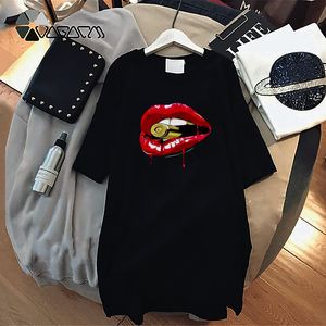 Oversized Black Women's T-<b>Shirt</b> <b>Photo</b> Print Front Design Short Sleeve O-Neck Casual Knitted Polyester Custom Logo Quick Dry - Product Image 6