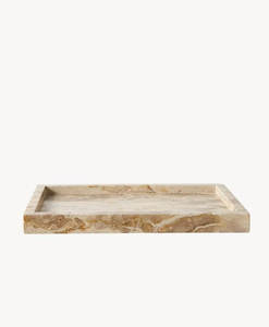 Elegante bandeja de baño de mármol travertino para jabón, perfume, cosméticos, joyas y organización de artículos de lujo. - Product Image 1