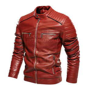 Loose Fit Full Zipper <b>Leather</b> Winter <b>Jacket</b> Wholesale <b>Leather</b> <b>Jacket</b> Plus Size <b>Men</b> <b>Leather</b> <b>Jacket</b> - Product Image 2