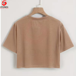 Nueva Camiseta Básica para Mujer, Ecológica, Transpirable, Cómoda y Elegante, 100% Algodón, Corte Recortado, Diseño Personalizado con Logotipo, Venta al Por Mayor - Product Image 3