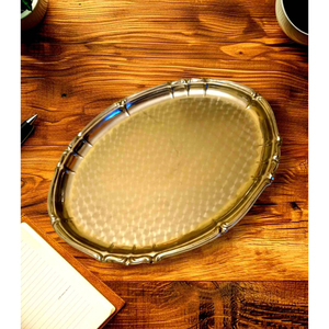 Wholesale Creative Quality Gold Plated Oval Serving Tray Engraved Metal Decorative Platter For Food Serving & Home Decor Sale - Product Image 4