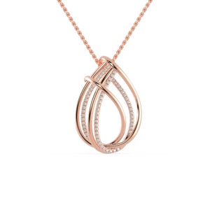 Colgante Abierto con Diamante en Forma de Pera de 0.11ct en Oro Amarillo de 18ct con Cadena de Oro Amarillo de 9ct, Colgantes y Dijes de Diamantes - Product Image 1