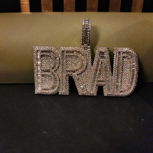 Hot Sale Personalized <b>Brad</b> Letter Pendant Necklace Cubic Zirconia Emerald Cut Pave Setting Gold Plated Unisex Hiphop Style - Product Image 6