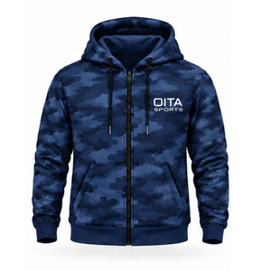 Navy Blue Camo <b>Tracksuit</b> Unisex Full Zip Hoodie Jogger Pants Set Custom <b>Camouflage</b> Sportswear Training Casual Athletic Outfit - Product Image 1