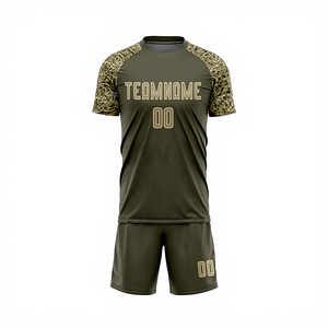 Conjunto de Uniforme de Fútbol Sublimado Personalizado, Estampado de Camuflaje Verde y Negro, Poliéster Transpirable, Unisex para Adultos - Product Image 2