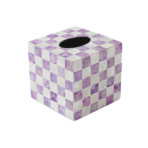 Caja de pañuelos moderna hecha a mano con conchas de capiz, diseño a cuadros, soporte para pañuelos MOP, venta al por mayor desde Vietnam - Product Image 1