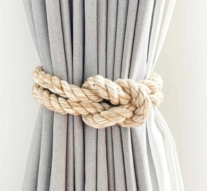 Attache de rideau en coton et jute, attache de rideau rustique, attache de rideau bohème - Product Image 1