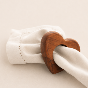 Handcrafted Heart Shaped Wooden Napkin Rings Natural Wood Serviette Holder Buckle for <b>Wedding</b> Table Decoration Party Supplies - Product Image 4