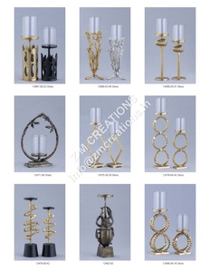 Ensemble de 2 porte-bougies de luxe en laiton, faits à la main, pour décoration de mariage, centre de table, accessoires - Product Image 3