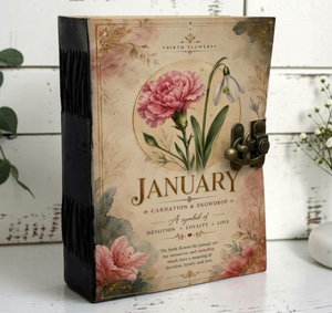 Personalized Birthday Gift Month Flower Leather <b>Journal</b> - Handmade <b>Notebook</b> Floral sketchbook - Birth Flower January to December - Product Image 2