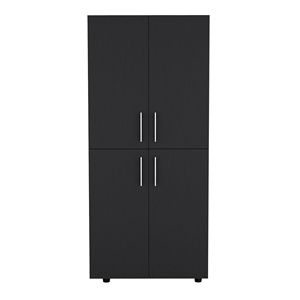 Armoire haute Hazel de 70 pouces à quatre portes et six étagères avec deux tringles de suspension pour rangement et organisation des vêtements dans la chambre - Product Image 5
