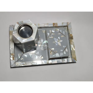 White Floral Mother of Pearl Bukhoor Set with Tray | Handmade Incense Burner & Storage Box Home Decor - Product Image 5