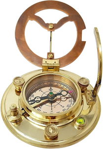 Brass Nautical Sundial Compass <b>Multi</b> Function Analog Dial Handheld Navigation <b>Tool</b> Tabletop Display for <b>Camping</b> Travel - Product Image 6