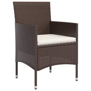 Ensemble de salle à manger de jardin marron et noir avec coussins blancs crème - Product Image 5