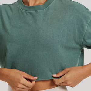 Camiseta Holgada para Mujer al por Mayor, Top Corto para Entrenamiento, 100% Algodón, Cómoda, Elegante, Transpirable, Diseño Oversize - Product Image 6