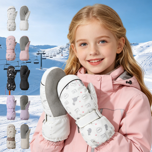 Gants de ski unisexes isolés thermiques imperméables de qualité supérieure à motif licorne rose pour l'hiver, avec fermeture à glissière pour le snowboard - Product Image 1