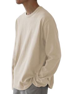 T-shirt pour homme, chemise oversize, haut à manches longues, chemise à manches longues, col rond, printemps, automne, couleur unie, style décontracté quotidien, style streetwear - Product Image 4