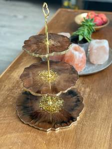 <b>Cake</b> Stand Resin <b>Cake</b> Stand Gold Brown Three <b>Tier</b> <b>Cake</b> Stand high - Product Image 5